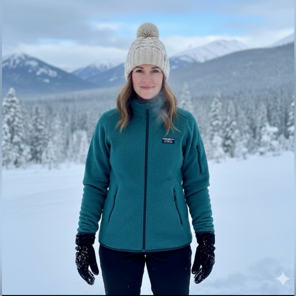 vintage LL. Bean Turquoise Full-Zip Women's Sweater pocket outdoors size 1XPLUS